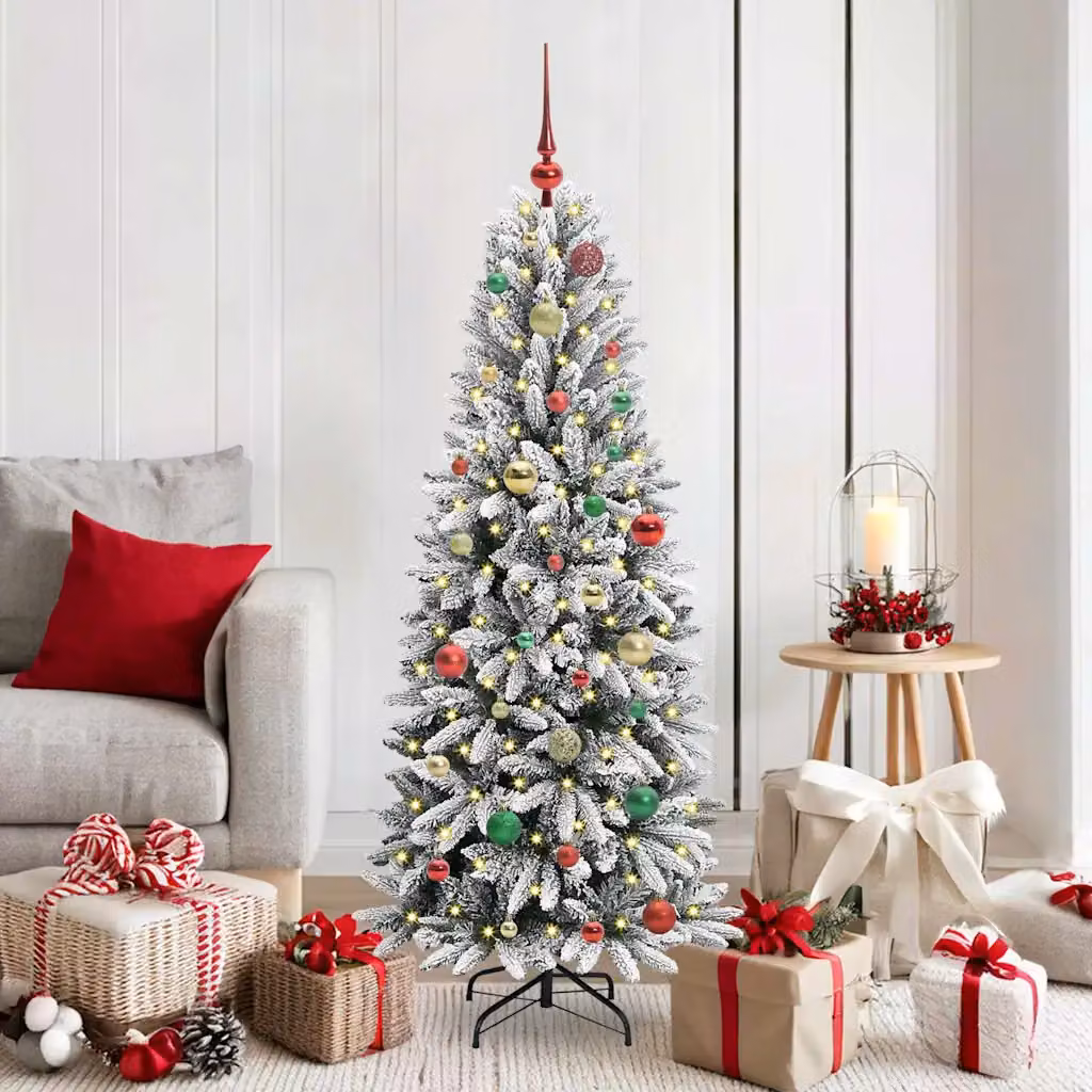 Albero di Natale artificiale vidaXL con luci LED bianco e verde, Altezza: 150 cm