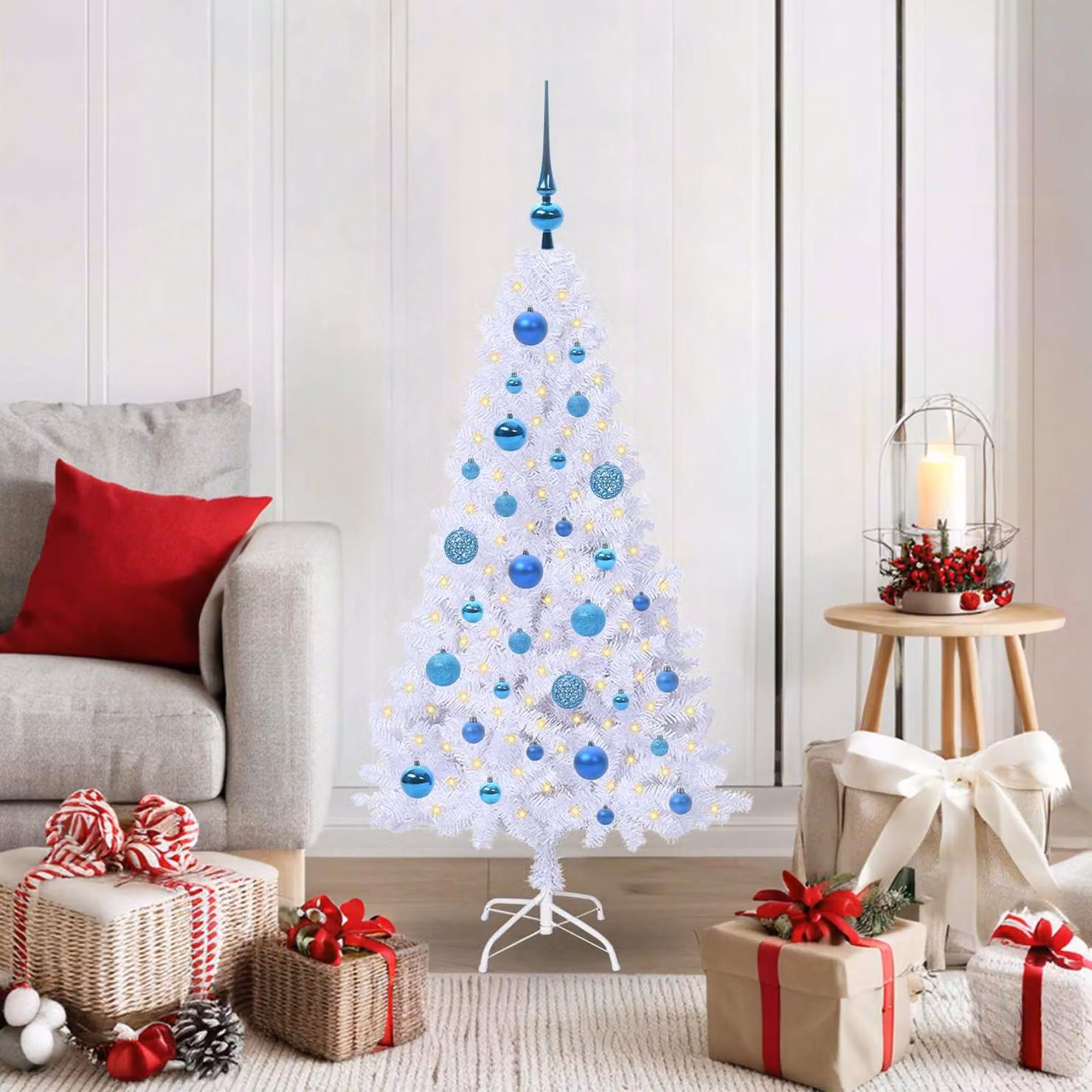 Maison Exclusive - Albero di Natale artificiale bianco, 120 cm, in PVC e acciaio