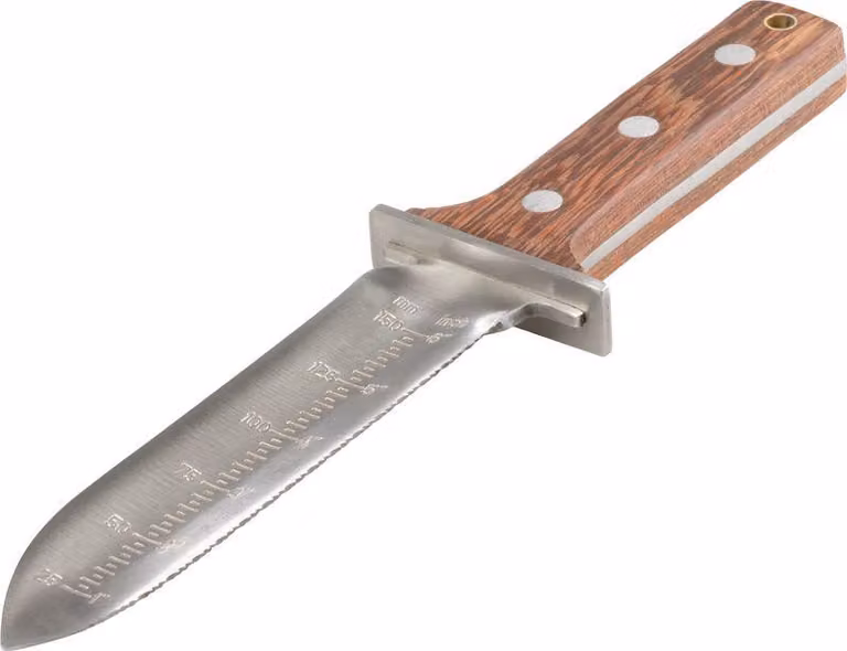 Coltello Strend Pro Premium, HORI HORI, da giardino, con fodero, manico in legno, universale