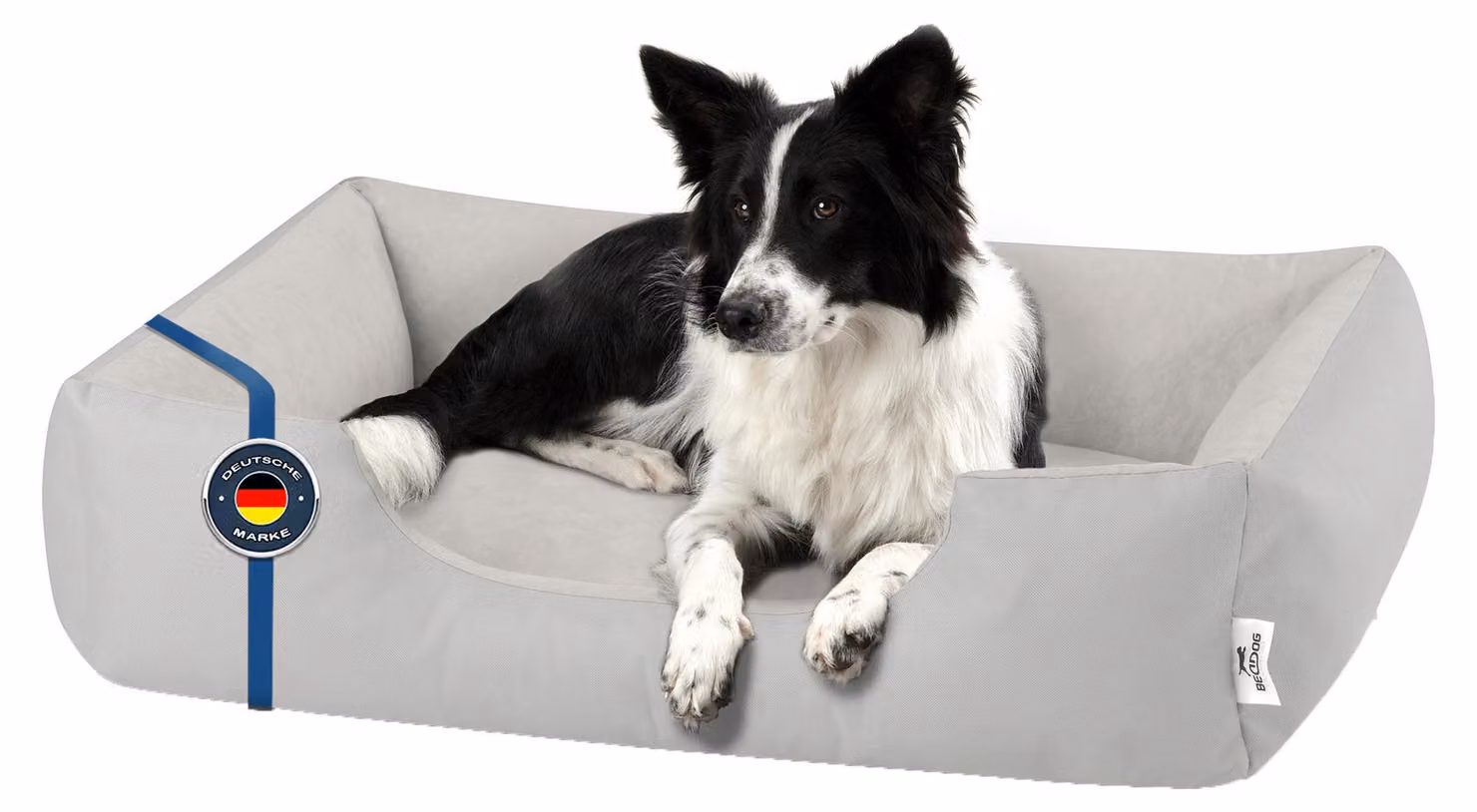 BedDog letto per cani ZARA cuscino per cani con rivestimento lavabile cesto per cani divano per cani, LIGHT-GREY (grigio chiaro), (L) circa 80x65x18cm