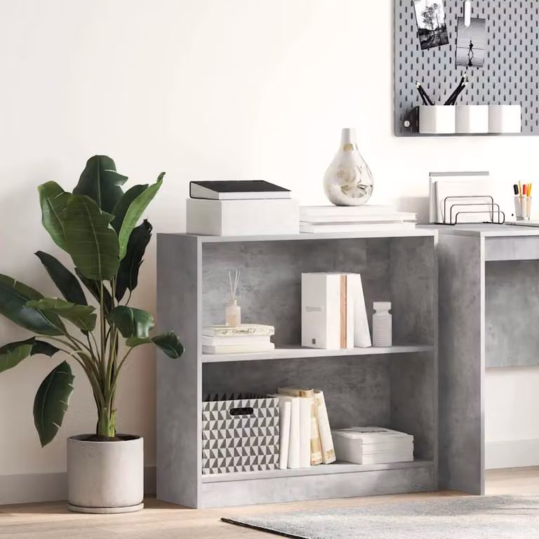 Libreria moderna vidaXL in legno e MDF grigio opaco L: 80 cm, P: 24 cm, H: 75 cm