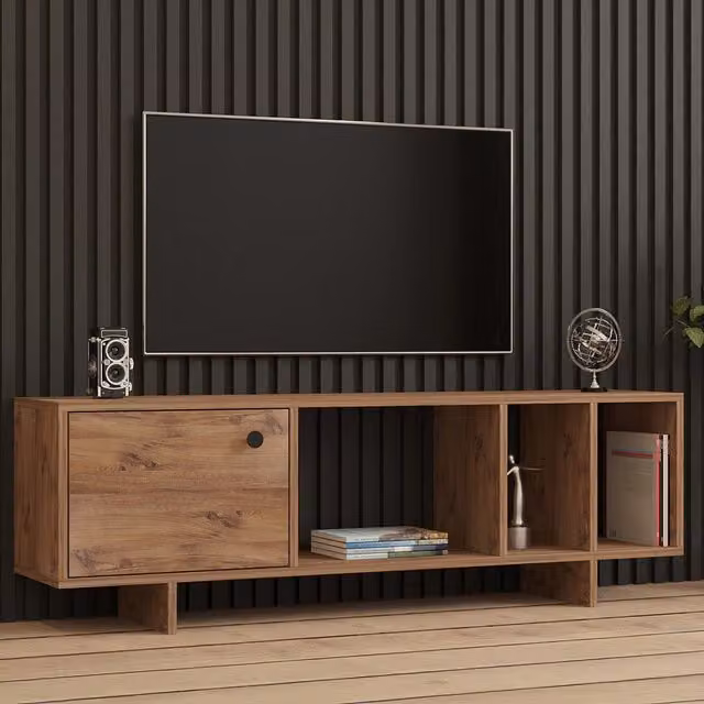 Mobile porta TV Fumane DMORA moderno in legno color rovere marrone L 140 cm, P 29 cm, H 45 cm