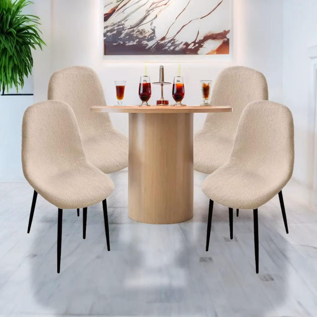 Set di 4 sedie imbottite Teddy Maury's in tessuto beige con gambe nere L/P/H: 44 x 48 x 88 cm – 2