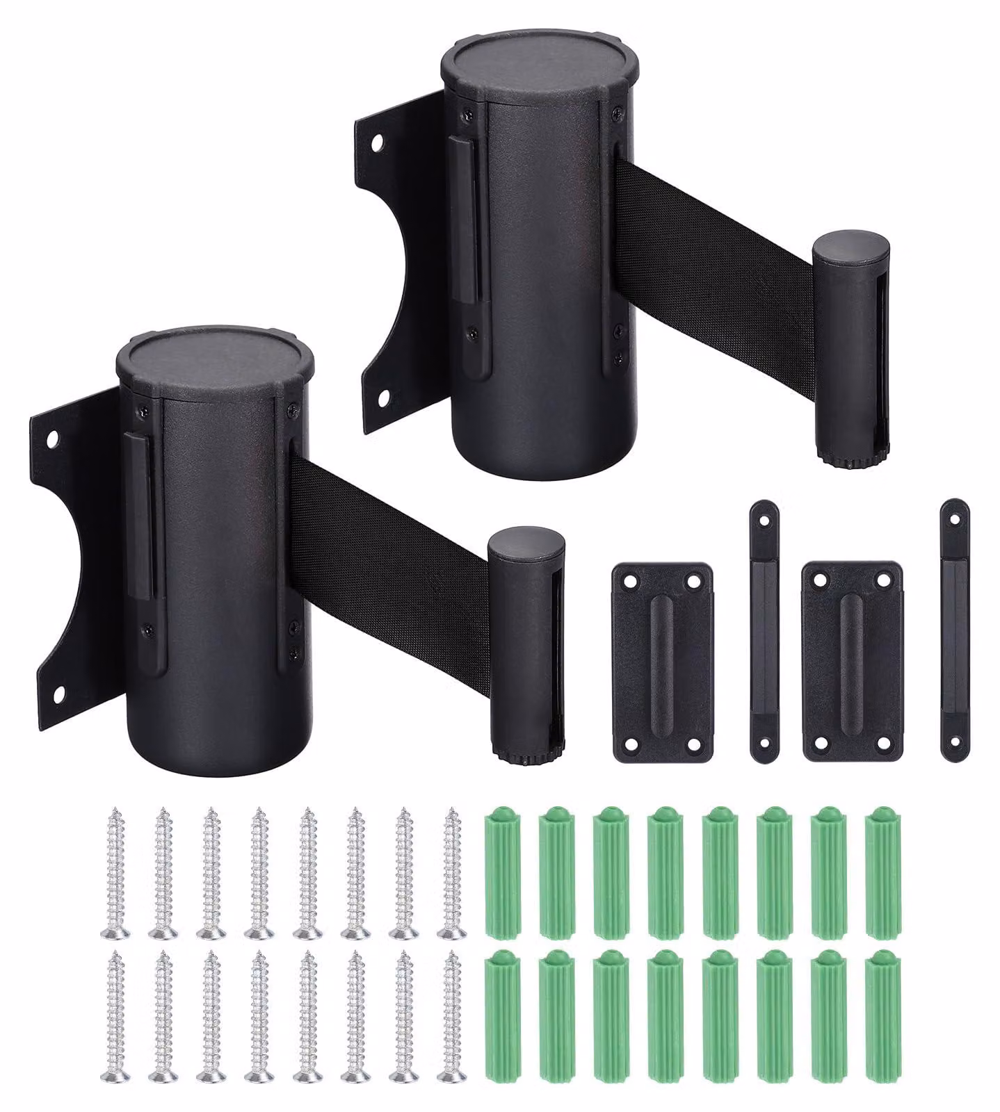 Supporto per bacchette con cinghia retrattile, confezione da 2 pezzi, lunghezza 3 metri, colore nero