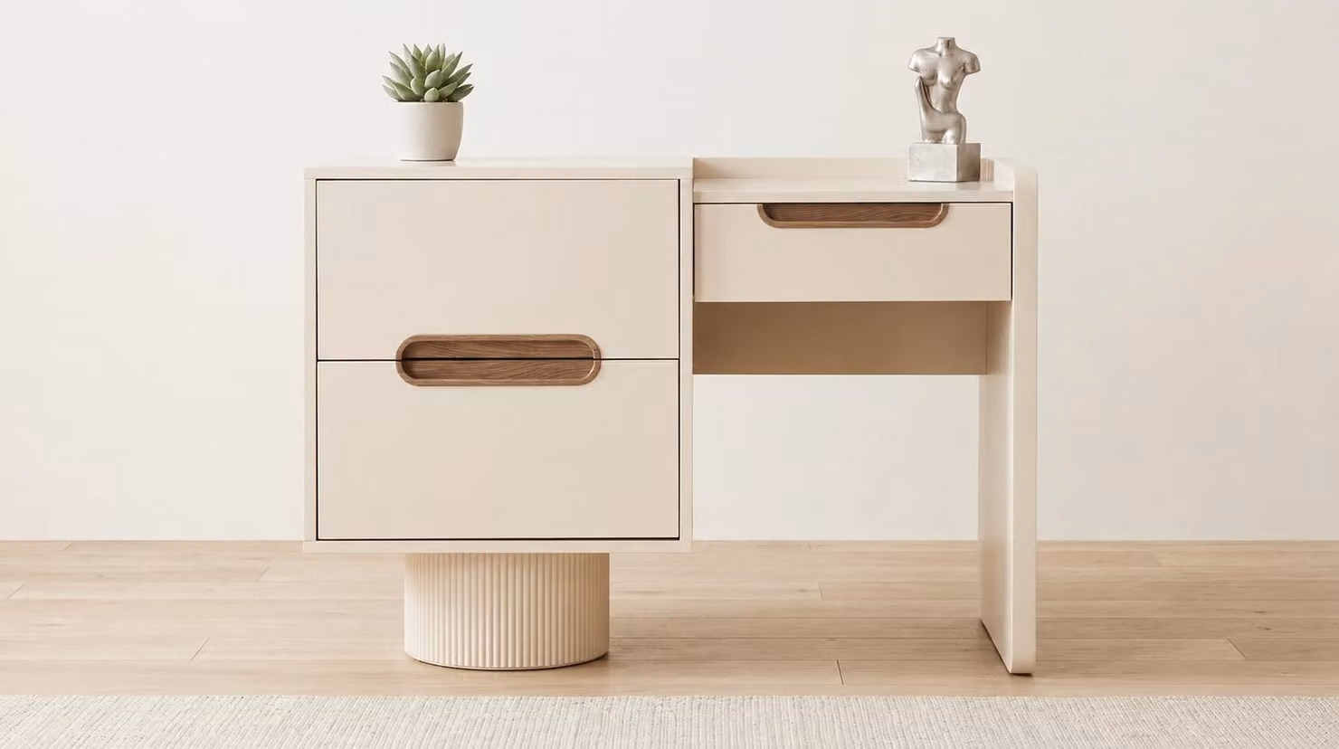Comodino, comodo, elegante, beige, minimalista, spazioso, moderno
