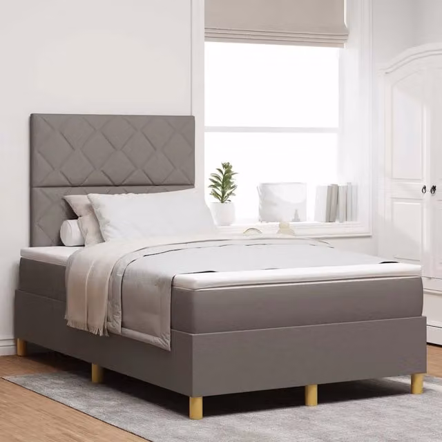 Letto a molle con testiera Talpa vidaXL in tessuto beige o grigio L/P/H: 120 x 200 cm – 1
