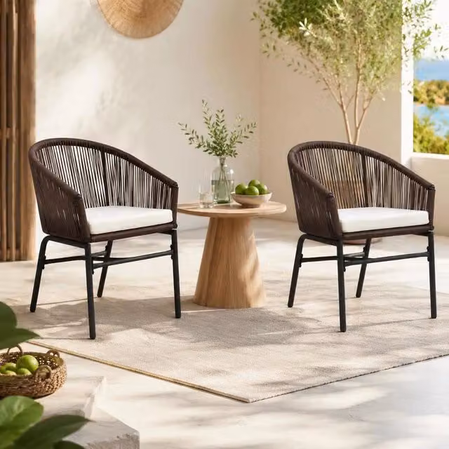 Garden Chairs, 2 Pieces, Brown PE Rattan