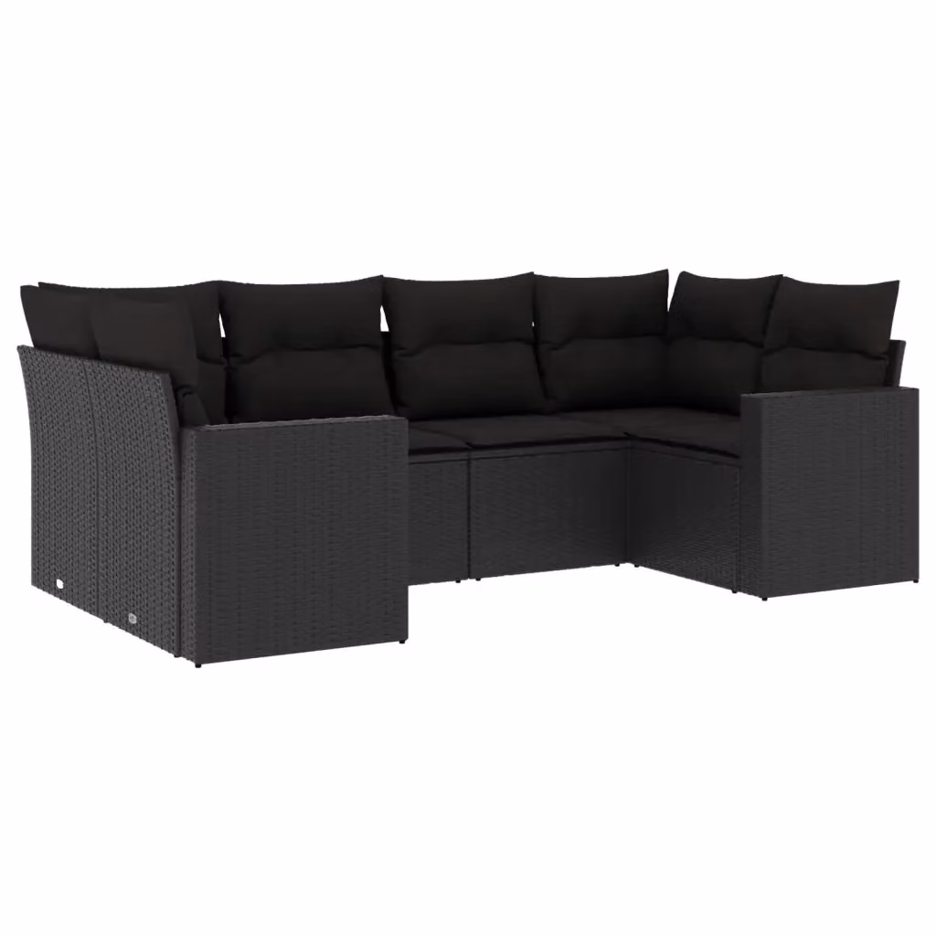 Set Divano da Giardino vidaXL 6 pz in Polyrattan Nero con Cuscini e Struttura in Metallo – 2