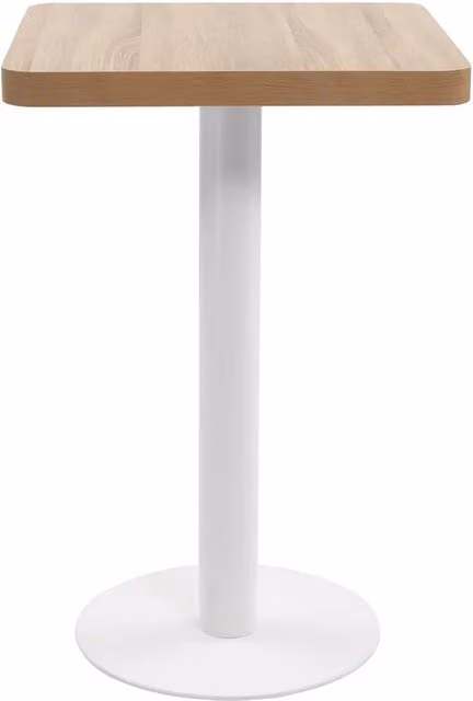 Tavolo da Bistrot Moderno Quadrato in MDF e Metallo Marrone e Bianco L/P: 50 x 50 cm, H: 75 cm