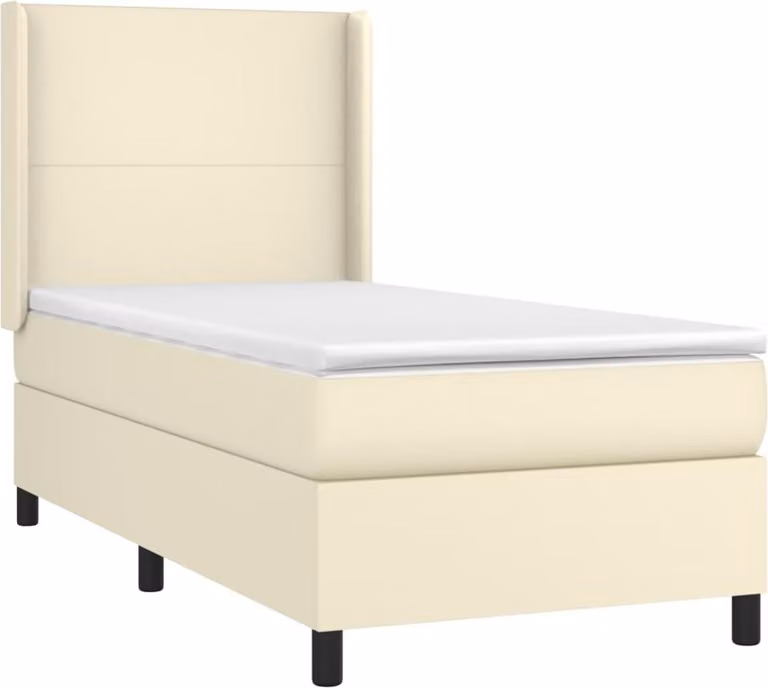 vidaXL Letto a molle con materasso crema 90x200 cm in Pelle finta