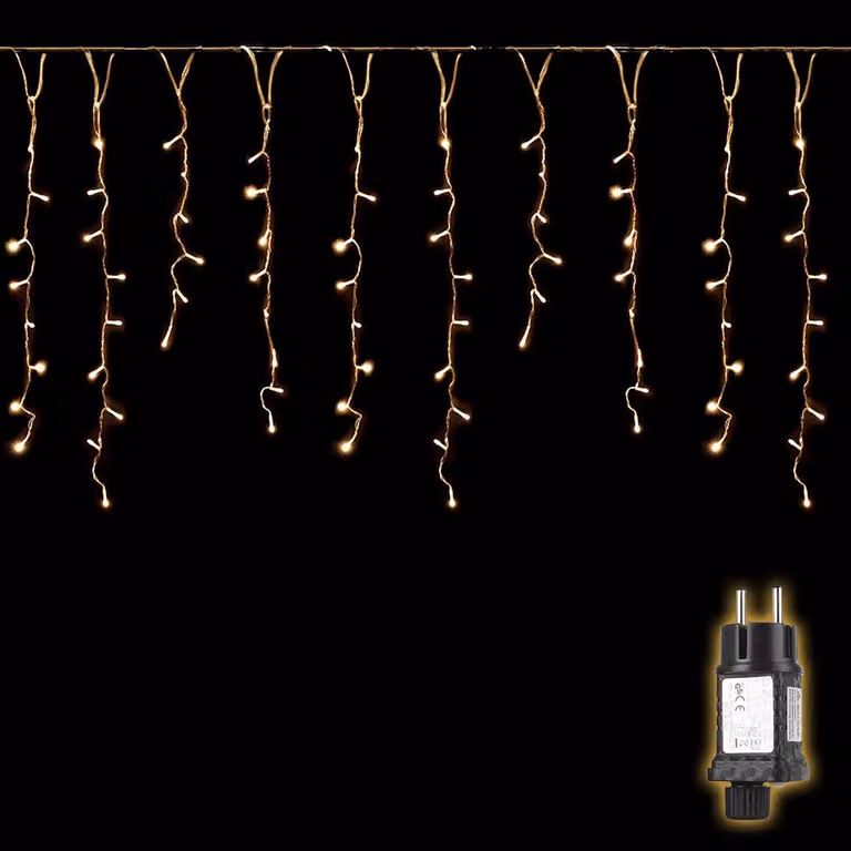 Tenda luminosa a LED, 2 metri, 80 LED, luce bianco caldo, grado di protezione IP44, 8 modalità