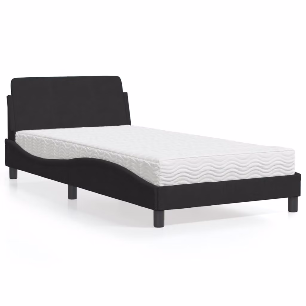Letto con Materasso Dover vidaXL in Velluto Nero L/P/H: 100 x 200 cm
