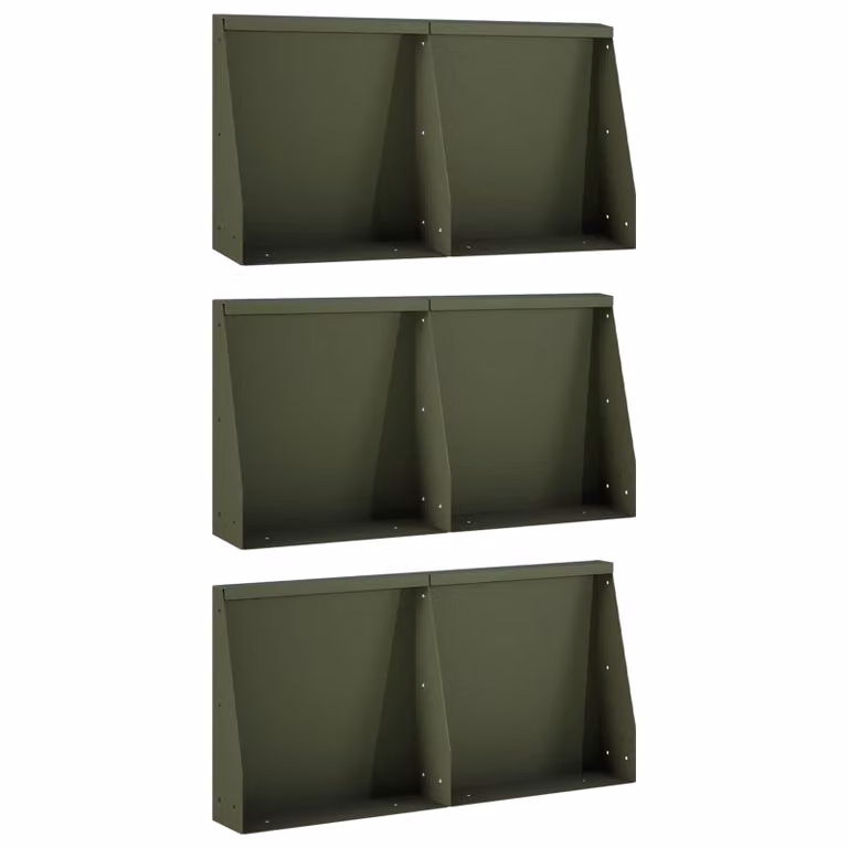 Set di 6 pezzi di aiuole rialzate vidaXL in acciaio verde oliva, L: 40 cm, P: 40 cm, H: 12 cm