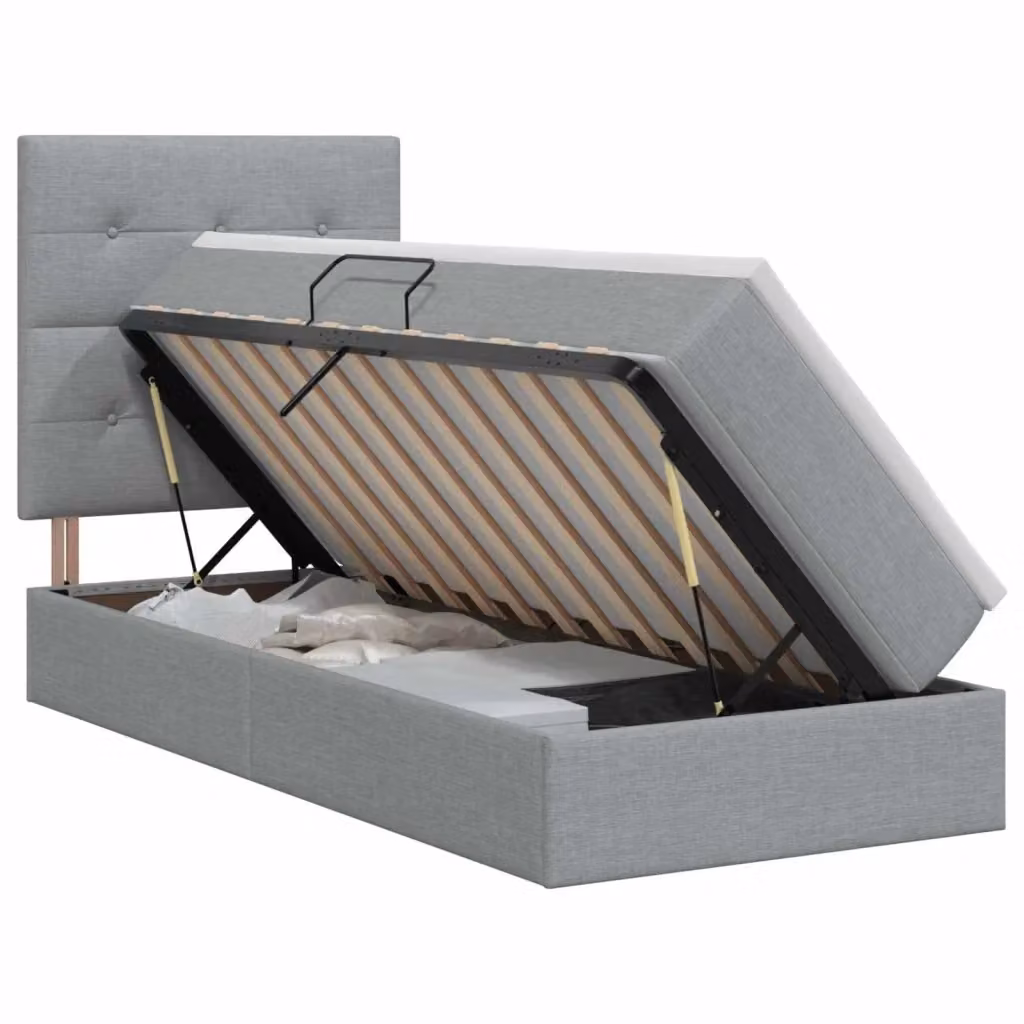 Letto con contenitore e materasso vidaXL Grigio Chiaro L/P: 100 x 200 cm – 2