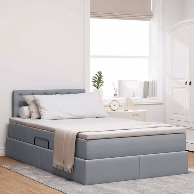 Letto con contenitore e materasso vidaXL Grigio, con illuminazione LED e porte USB, L/P/H: 200 x 120 x 88 cm – 1