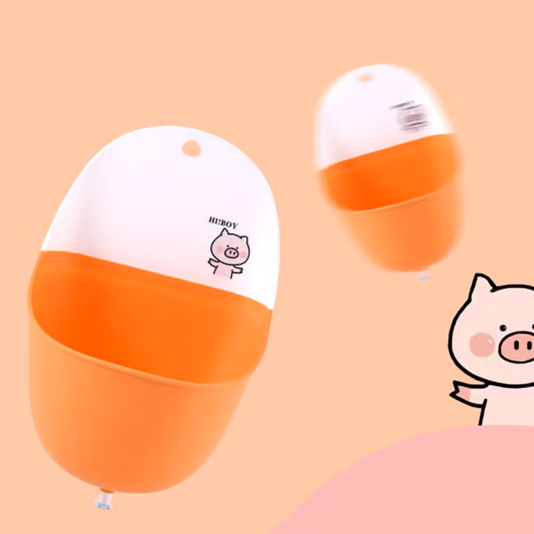 Orinatoio per bambini, leggero, portatile, pieghevole, capienza pratica, PP, TPR, stile cartone animato, vasino per bambini, maialino arancione (con gancio, tappo per l'acqua)