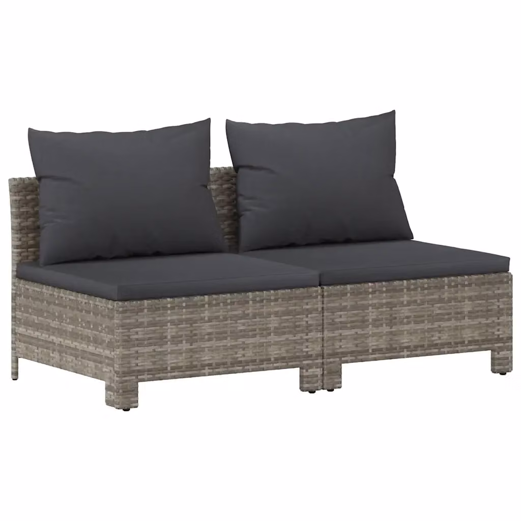 Divano da giardino a 2 posti Design Mania in polyrattan grigio con cuscini in tessuto resistente ai raggi UV e struttura in metallo – 2