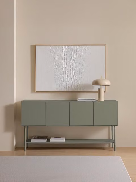 Credenza minimalista Qbic a 4 ante Kenay Home, colore verde opaco