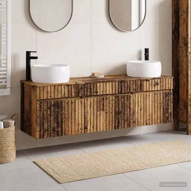 Set di Armadi da Bagno 3 pz Legno antico 49 x 44,5 x 66 cm 3405775