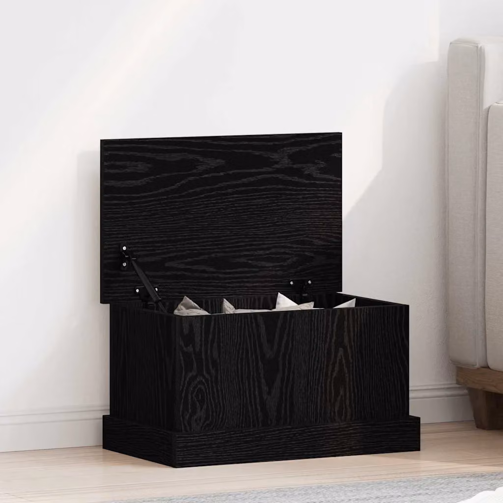 Scatola di stoccaggio in legno vidaXL colore nero L: 50 cm, P: 30 cm, H: 28 cm