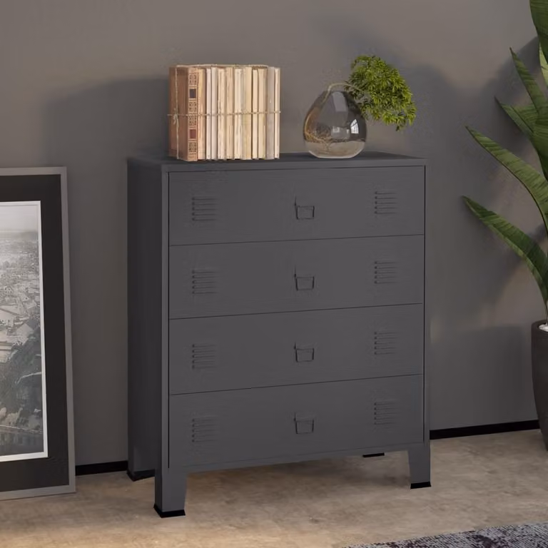 The Living Store Cassettiera industriale antracite 78x40x93 cm in metallo