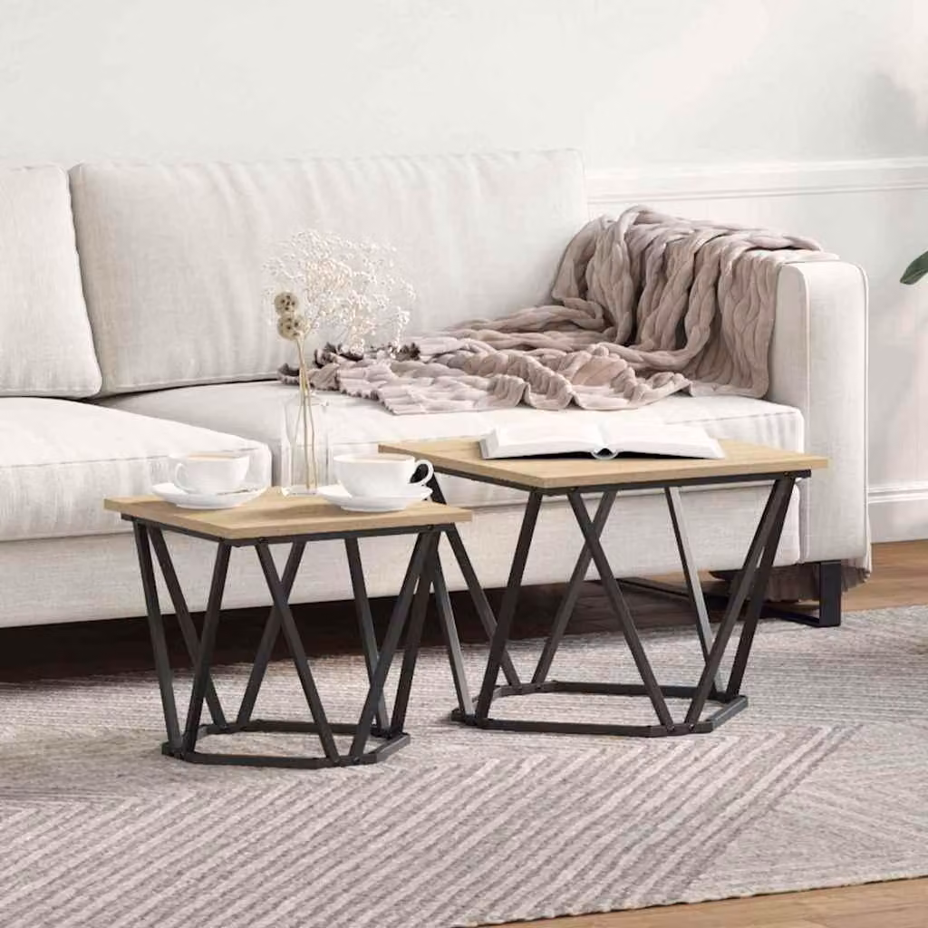Maison Exclusive - Set di due tavolini, legno effetto rovere Sonoma, 50 x 50 x 40 cm