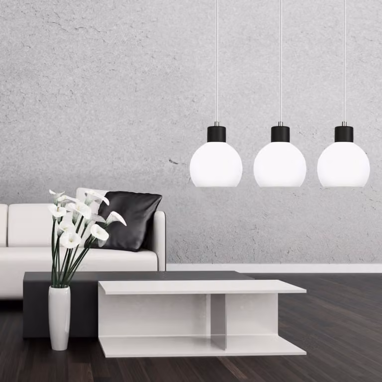 Lampada a sospensione cromata con paralume bianco MOKA 14-112