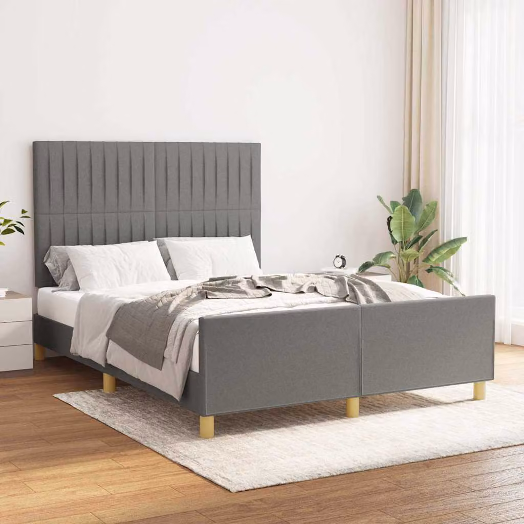 vidaXL Giroletto senza Materasso in Tessuto Grigio con Struttura in Legno di Larice L/P/H: 140 x 200 x 146 cm