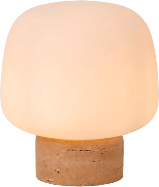 Lampada da tavolo ANSTON Lucide in marmo e vetro opalino bianco e beige, dimmerabile, E27, H: 40.0 cm, L: 22.5 cm, P: 22.5 cm