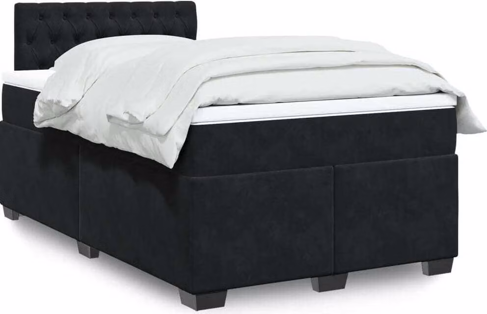 Maison Exclusive - Giroletto a Molle con Materasso Nero 120x200 cm in Velluto