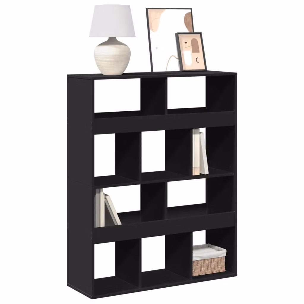 Libreria nera vidaXL in legno e MDF per soggiorno, L 100 cm x P 33 cm x H 125,5 cm