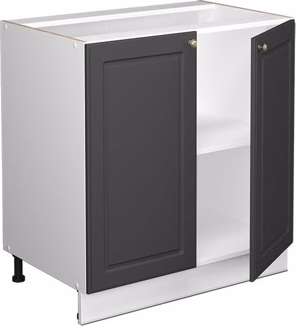 Mobiletto base cucina Fame-Line Oro-antracite country/Bianco 80 cm piano di lavoro Marmo Vicco