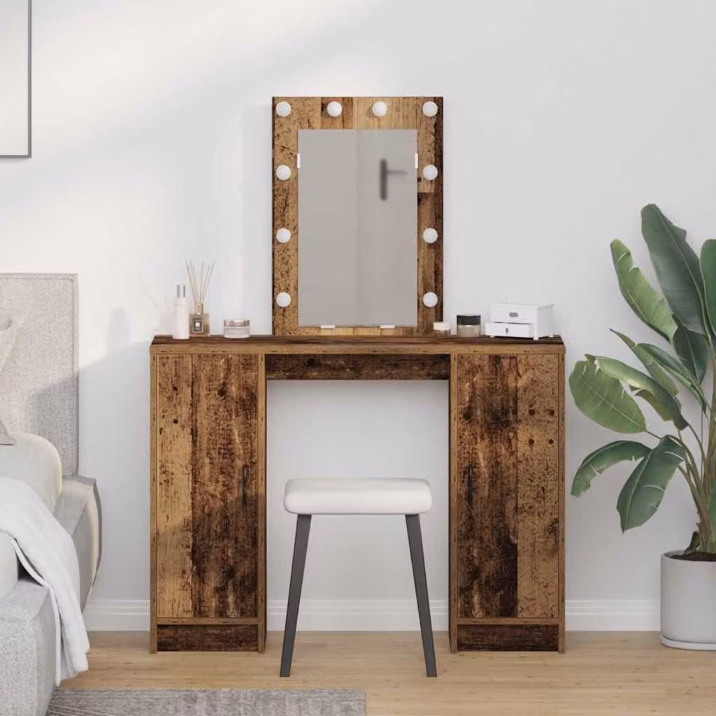 vidaXL Tavolo da Trucco Moderno in Legno Marrone L: 102 cm, P: 33 cm, H: 135 cm
