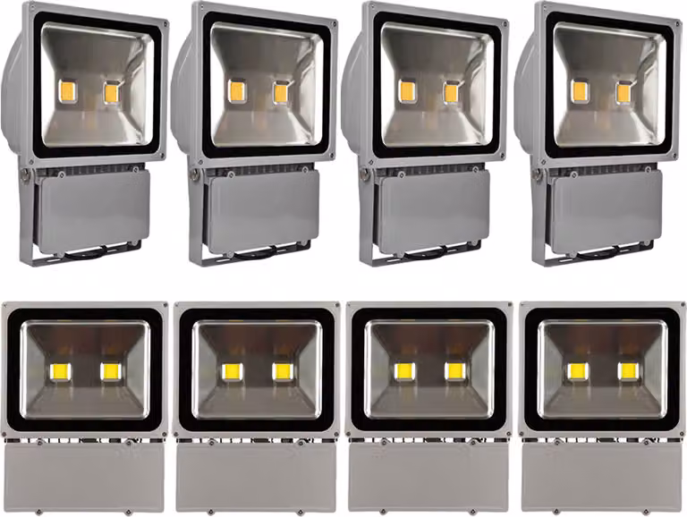 8 pezzi di proiettori LED da 100 W per esterni, Greenmigo, bianco freddo, impermeabili IP65, illuminazione di sicurezza super luminosa per giardino, cortile, magazzino, piazza, cartellone pubblicitario
