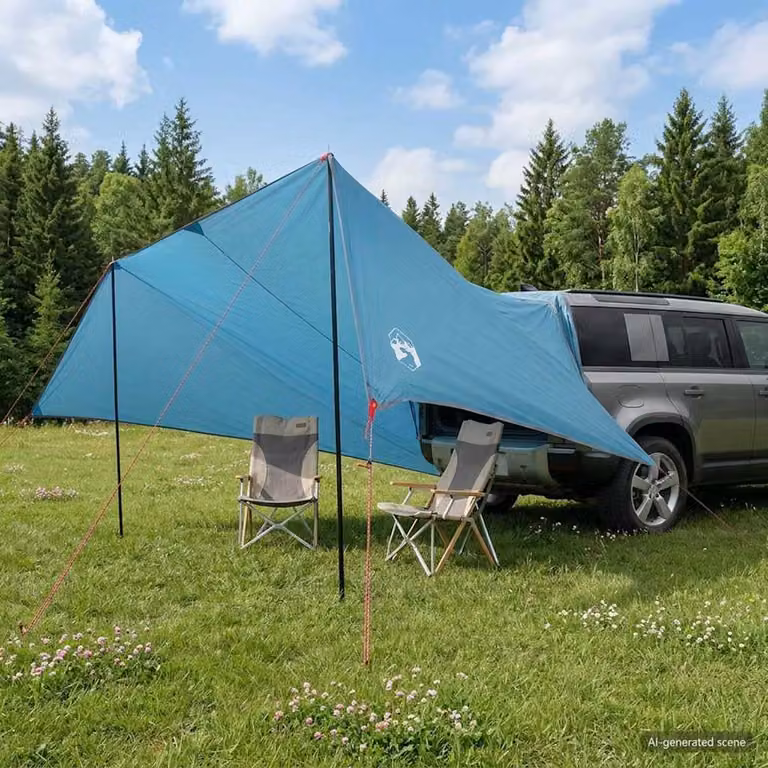 Tenda da veicolo vidaXL Blu in Poliestere e Acciaio L/P/H: 500 x 515 x 215 cm