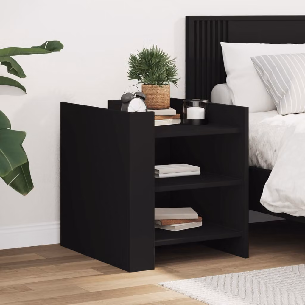 Comodino moderno vidaXL nero in legno e MDF da appendere a parete