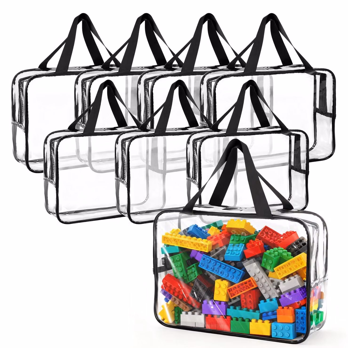 Set di 8 sacchetti trasparenti per riporre giocattoli e accessori