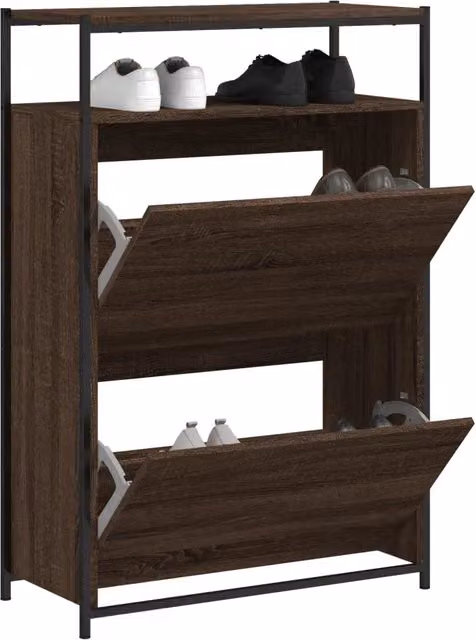 Mobile porta scarpe a parete vidaXL in legno e metallo rovere marrone L: 50 cm, P: 34 cm, H: 112 cm