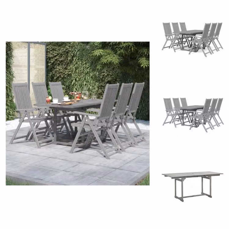 vidaXL Set da pranzo da giardino 7 pezzi in legno massiccio di acacia - Set di mobili da giardino