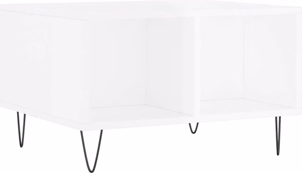 Tavolino Salotto Bianco Lucido 60x50x36,5 cm Legno Multistrato