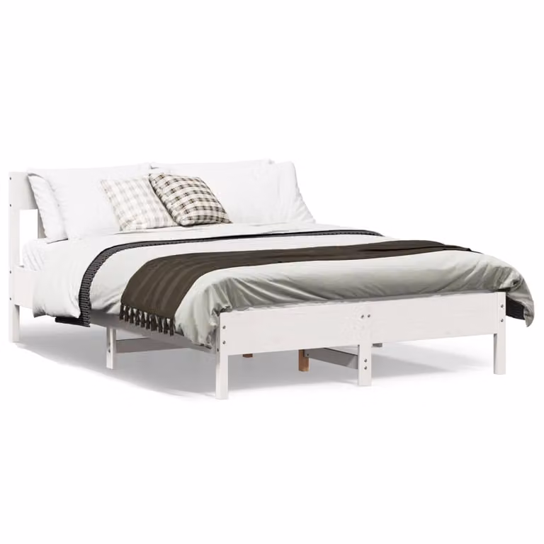 Letto vidaXL in legno massello di pino bianco con doghe fisse L/P: 120 x 200 cm