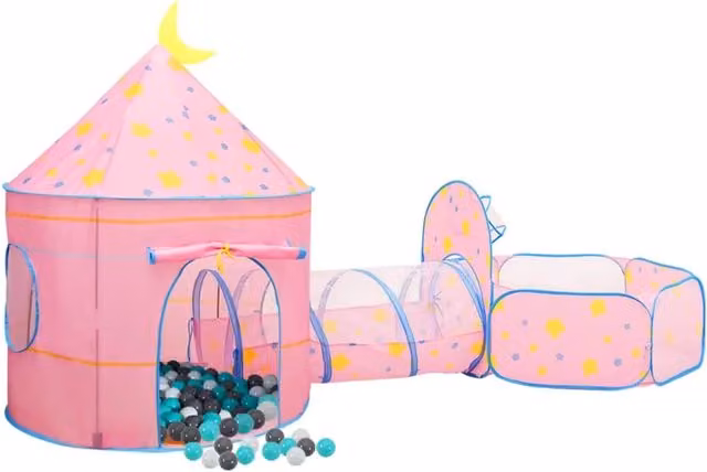 Tenda da gioco ball pit per bambini con 250 palline, L: 301 cm, P: 120 cm, H: 128 cm, rosa
