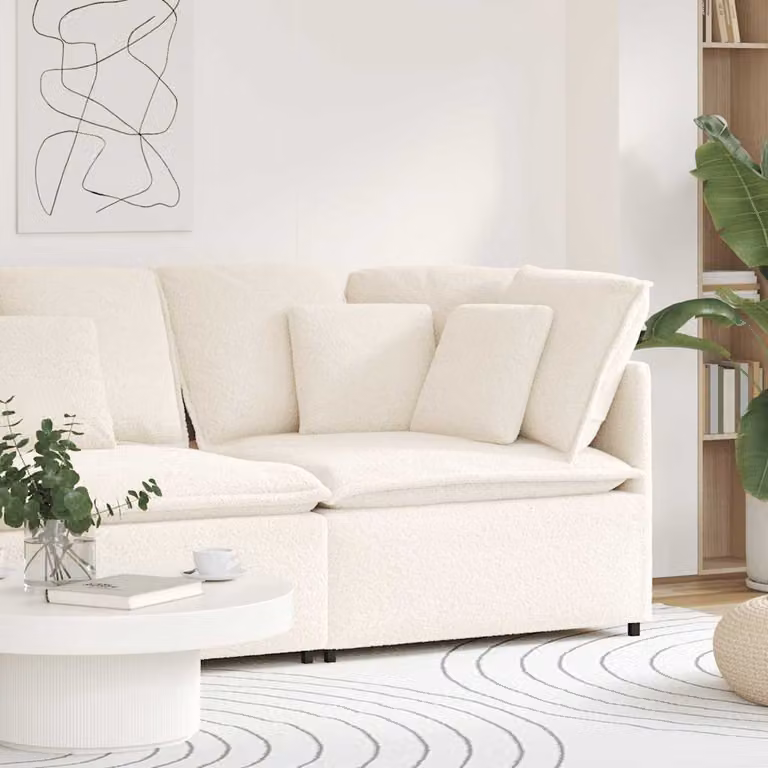vidaXL Modulo Angolare Divano Modulare con Cuscini Beige e Bianco L: 100 cm