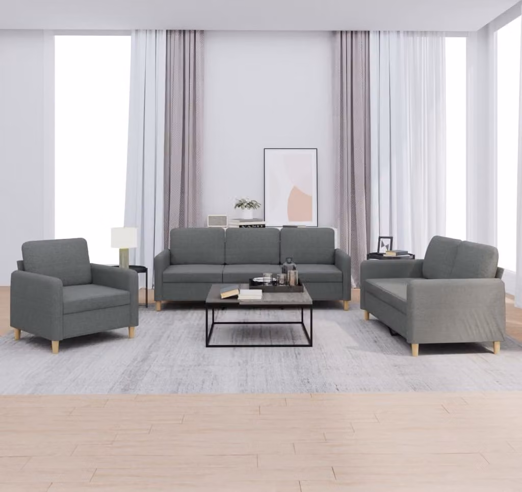 Maison Exclusive - Set divano a 3 pezzi con cuscini in tessuto grigio scuro