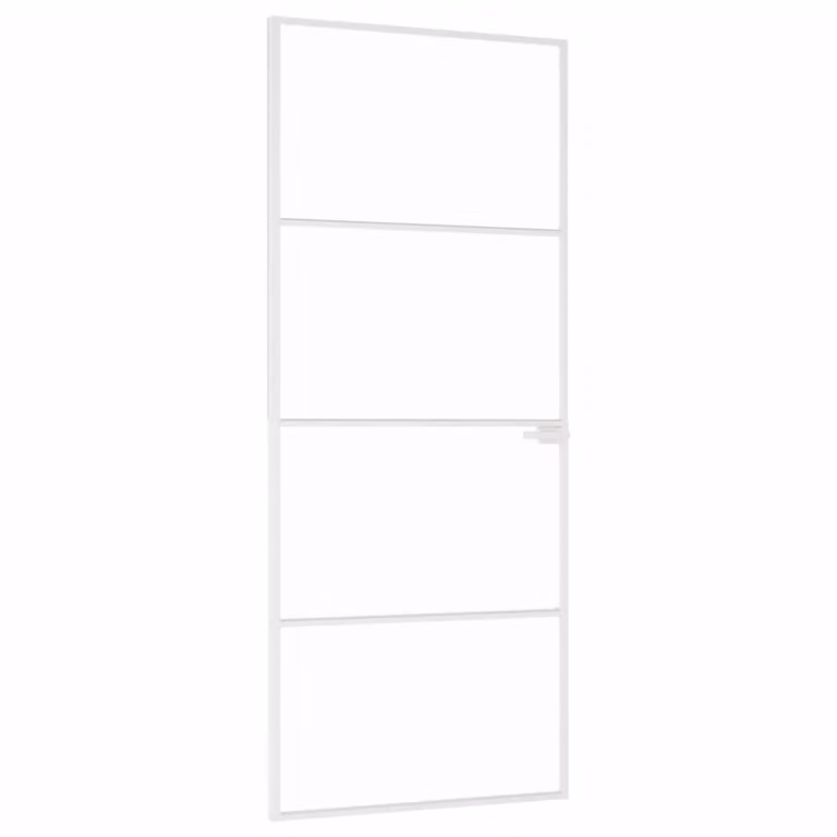 Porta Interna Bianca 83x201,5 cm Vetro Temperato Alluminio Slim