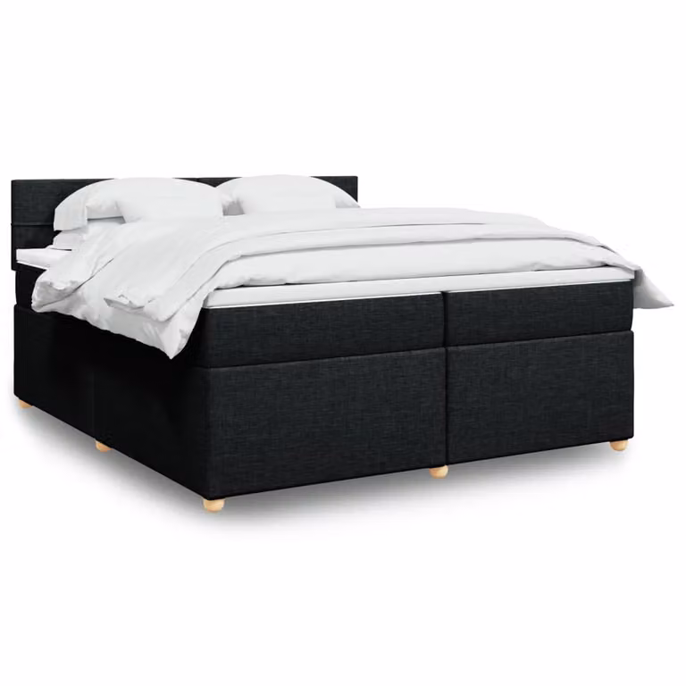 vidaXL Giroletto a Molle Ibrido con Materasso in Tessuto Nero 200x200 cm