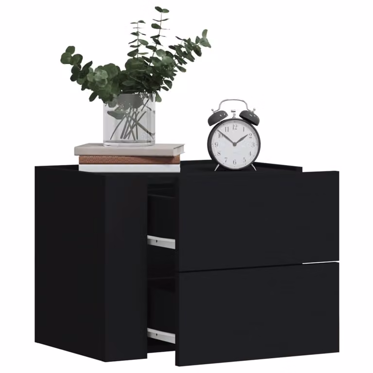 Set di 2 comodini da muro vidaXL moderni in nero opaco L/P/H: 45 x 30 x 35 cm
