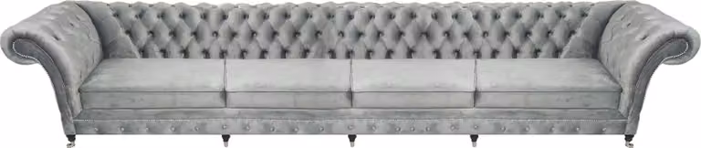 Viersitzer Sofa Couch Designer Grau Polstermöbel Luxus Wohnzimmer Chesterfield