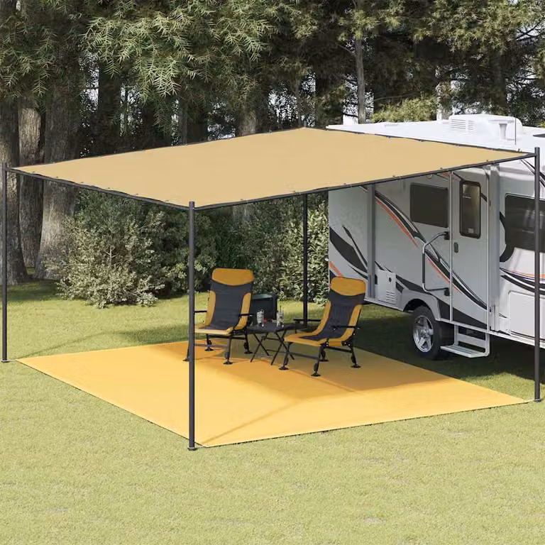 vidaXL Tappeto da tenda rettangolare in polipropilene beige per giardino e terrazza L: 500 cm, P: 400 cm