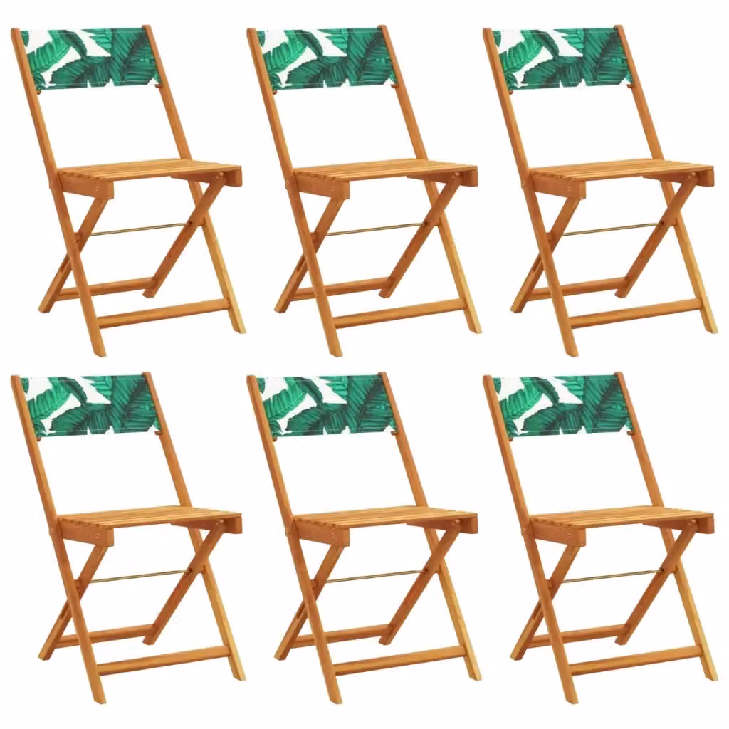 Set di 6 sedie pieghevoli vidaXL in legno di acacia oliato e tessuto verde resistente ai raggi UV per giardino e balcone – 2